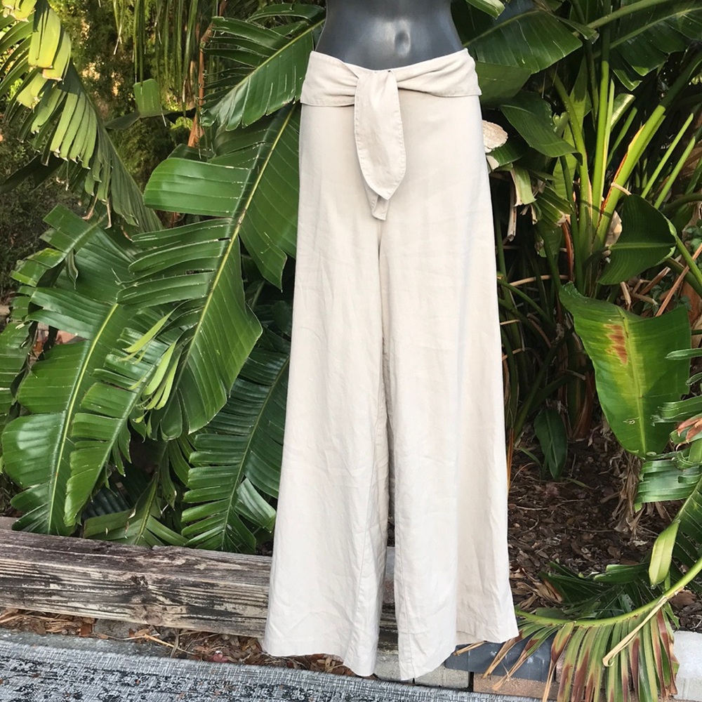 International concepts linen blend wide leg pants